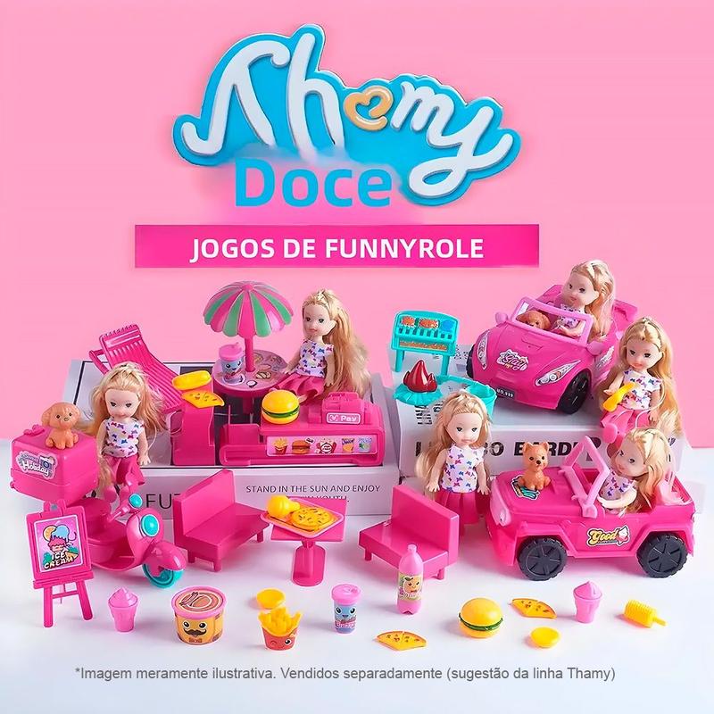 Boneca Thamy Trolley Carro Conversível Passeio Pic-Nic Pet